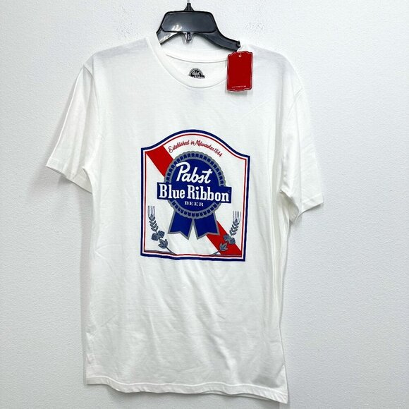 Pabst Blue Ribbon PBR Beer Graphic Short Sleeve Tee Shirt Casual Everyday NWT - Picture 1 of 6